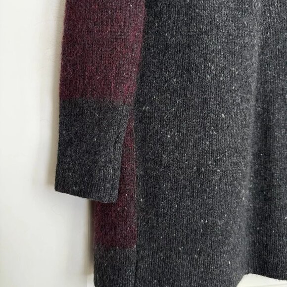 VINCE Wool Cashmere Blend Open Front Long Cardigan in Gray Burgundy Size XS - Picture 6 of 9